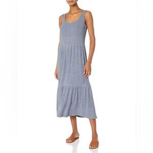 NEW Daily Ritual Heather Blue Jersey Knit Midi Sleeveless Dress Size Small
